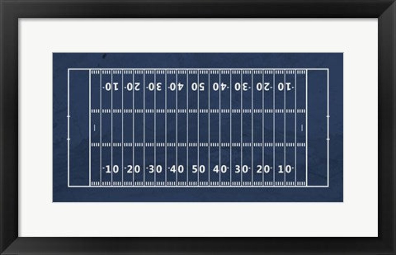 Framed Art American Football Field Blue by Sports Mania Wall Decor 18x24 Artwork